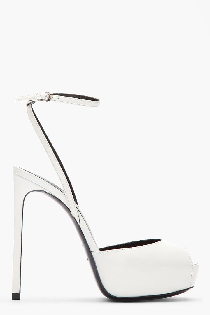 Saint Laurent White Debbie 105 Platform Stiletto Heels