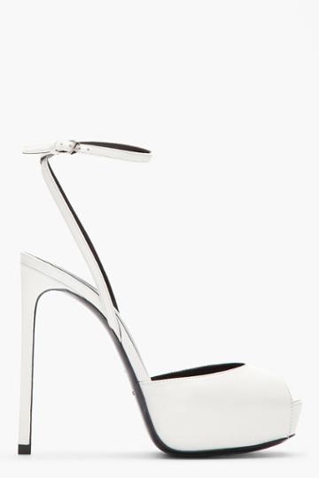 Saint Laurent White Debbie 105 Platform Stiletto Heels