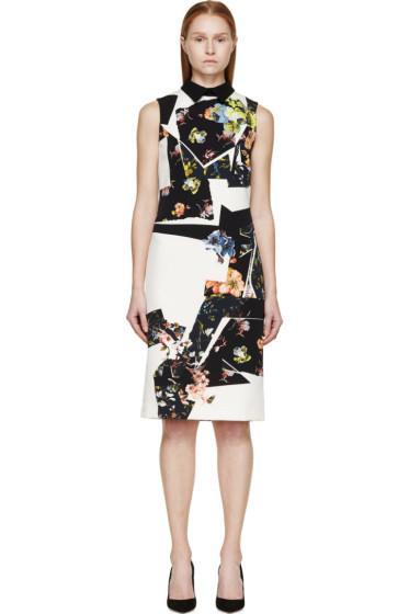 Erdem Navy And Chartreuse Botanical Shard Brennon Shift Dress