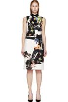 Erdem Navy And Chartreuse Botanical Shard Brennon Shift Dress