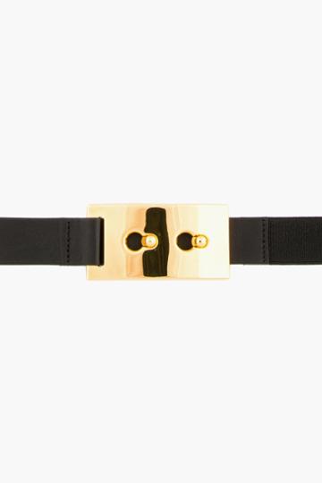 Marni Black Elastic Gold Buckle Waist Belt