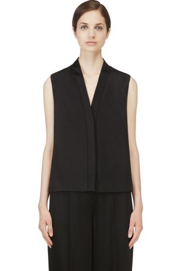 Calvin Klein Collection Black Hammered Satin Wayne Blouse