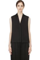 Calvin Klein Collection Black Hammered Satin Wayne Blouse