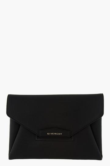 Givenchy Black Pebbled Leather Antigona Envelope Clutch