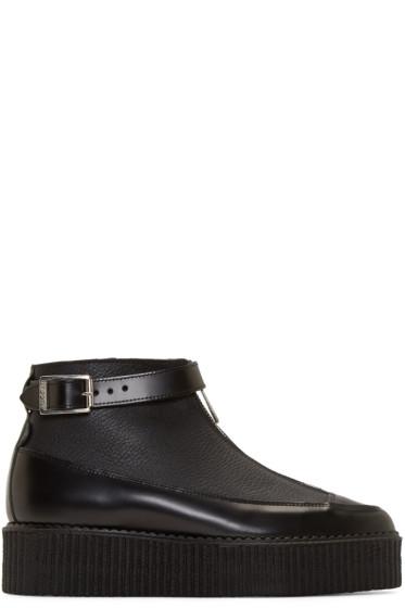 Underground Black Leather And Tumble Boots
