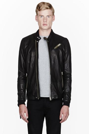 Diesel Black Perforated Leather Lohar Jacket
