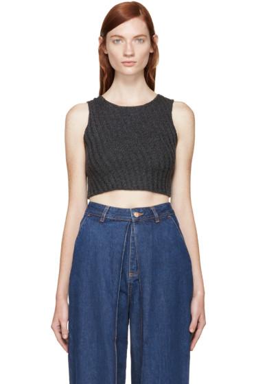 Aalto Charcoal Merino Diagonal Rib Top