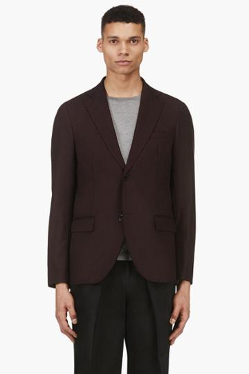 Yang Li Maroon Mohair Blend Summer Blazer