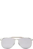 Thom Browne Silver Mirrored Aviator Sunglasses