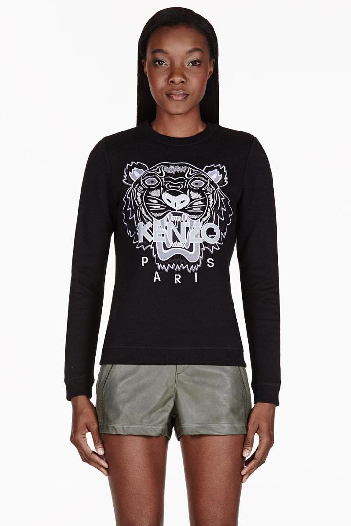 Kenzo Black Embroidered Tiger Sweater