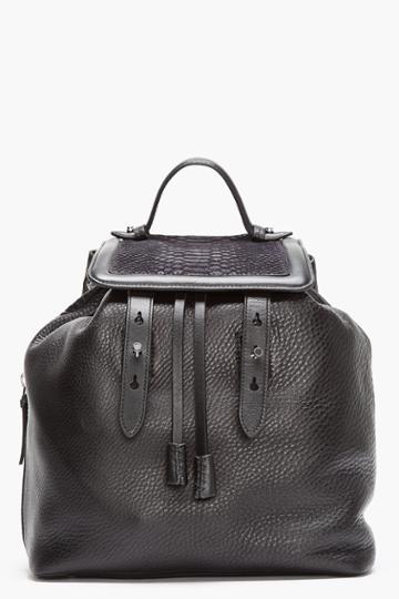 Mackage Black Leather Tanner Backpack