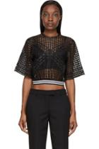Denis Gagnon Black Lattice Mesh Short Sleeve Top