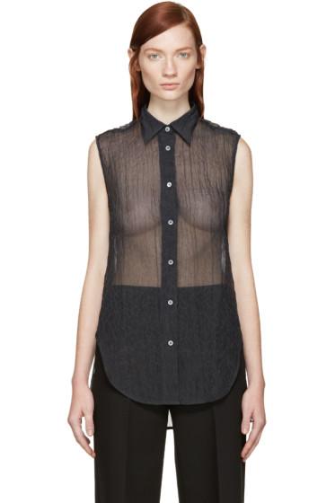 Acne Studios Dark Grey Sheer Tricia Cloque Top
