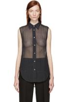 Acne Studios Dark Grey Sheer Tricia Cloque Top