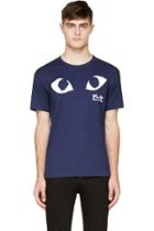 Comme Des Garçons Play Navy And White Logo T-shirt