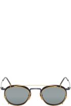 Thom Browne Navy And Gold Clip-on Glasses