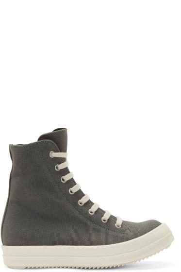 Rick Owens Drkshdw Grey Canvas High-top Sneakers