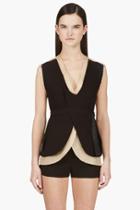 Costume National Nude And Black Layered Backless Vest