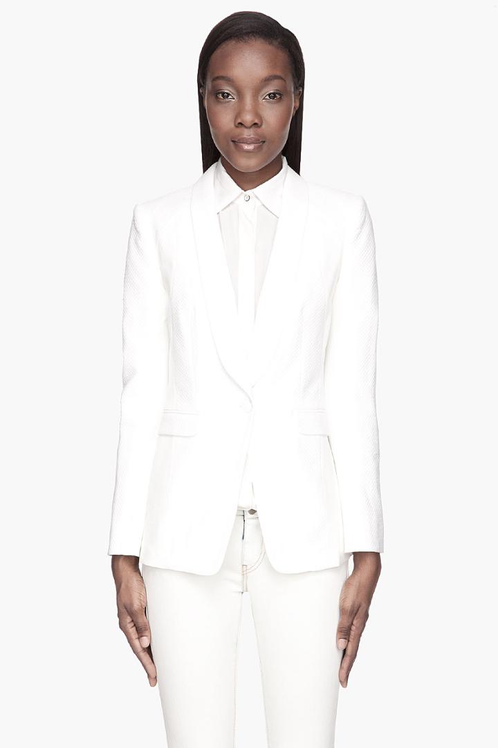 Rag And Bone White Textured And Quilted Jefferson Blazer