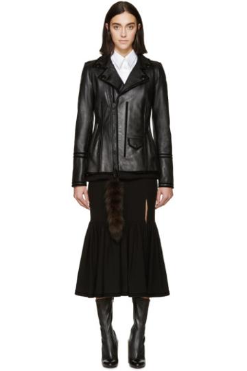 Givenchy Black Leather Raccoon Tail Jacket