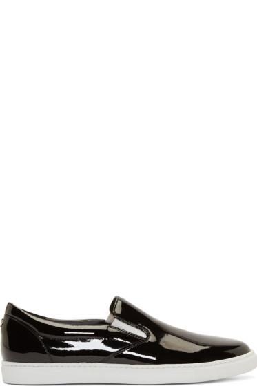 Dsquared2 Black Patent Leather Slip-on Sneakers