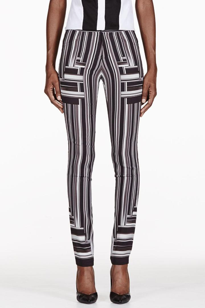 Peter Pilotto Black And White Stripe Skinny Trousers