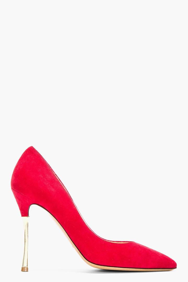 Nicholas Kirkwood Red Suede Gold-heeled Pumps