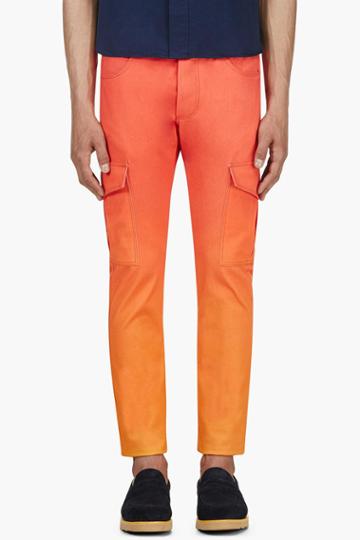 Katie Eary Orange Sunset Twill Cargo Trousers