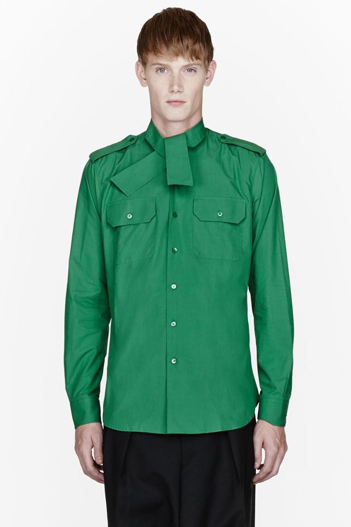 Raf Simons Green Scarf Shirt