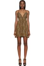 Saint Laurent Brown And Black Silk Leopard Print Dress