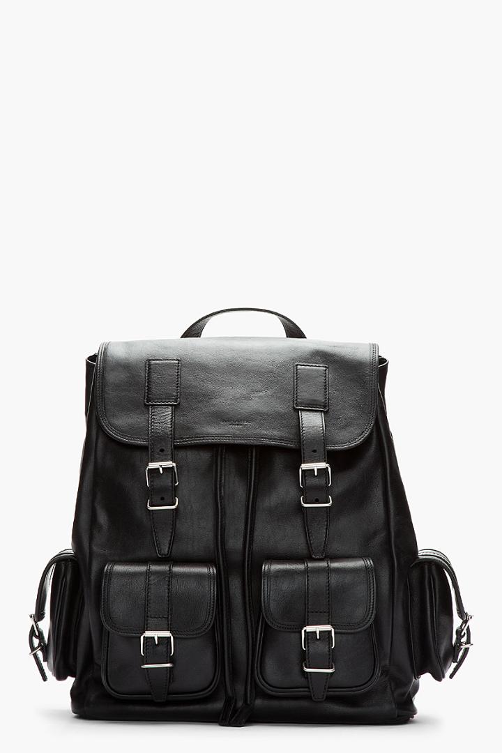 Saint Laurent Black Leather Cargo Rock Backpack