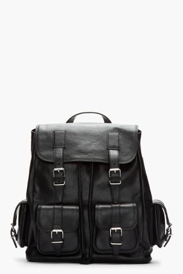 Saint Laurent Black Leather Cargo Rock Backpack