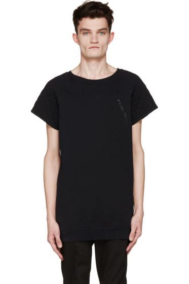Pierre Balmain Navy Jersey Quilted T-shirt