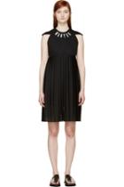 S By S Studio Black Mesh Pleated Logo Dress