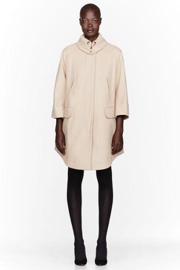 Carven Nude Beige A-line Camel Coat