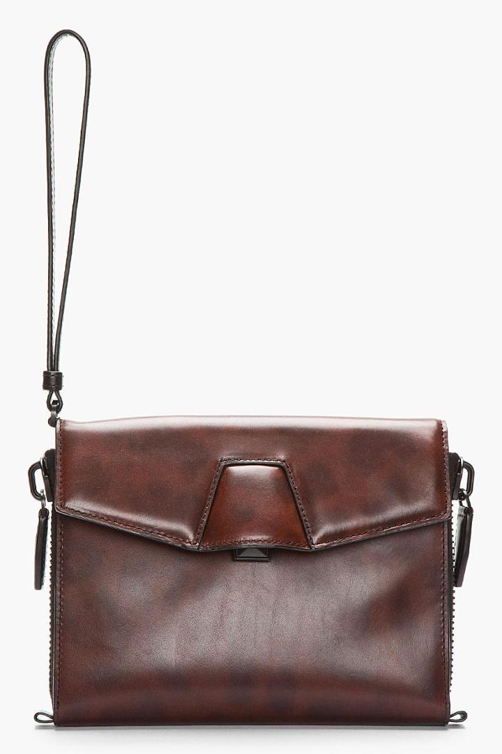 Alexander Wang Burgundy Leather Faded Leopard Lydia Clutch