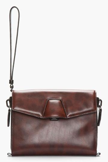 Alexander Wang Burgundy Leather Faded Leopard Lydia Clutch