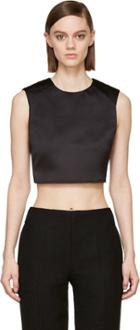 Mcq Alexander Mcqueen Black Satin Cropped Top