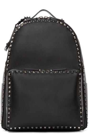 Valentino Black Leather Rockstud Backpack