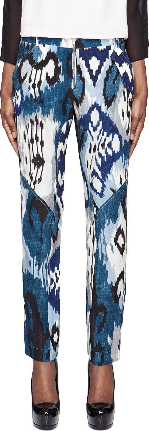 Altuzarra Blue Printed Silk Simba Trousers