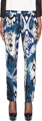 Altuzarra Blue Printed Silk Simba Trousers