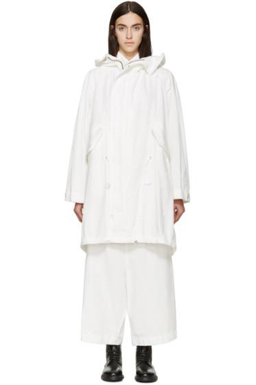 Ys White Linen And Cotton Jacket