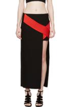 Versace Black And Red Silk Cross Band Skirt