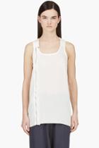 Rick Owens White Silk Zip Biker Tank