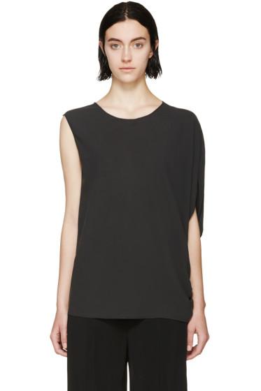 Lanvin Charcoal Silk Asymmetric Top