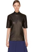 Juun.j Black Leather Turtleneck