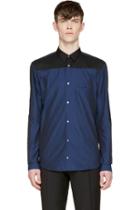 Costume National Navy Colorblock Button-up Shirt