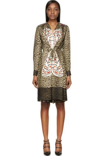 Givenchy Leopard Print Silk Butterfly Embroidered Dress