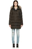 Moncler Olive Fur And Down Fragonette Coat