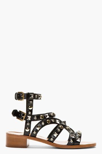 Dolce And Gabbana Black Leather Embellished Sandals